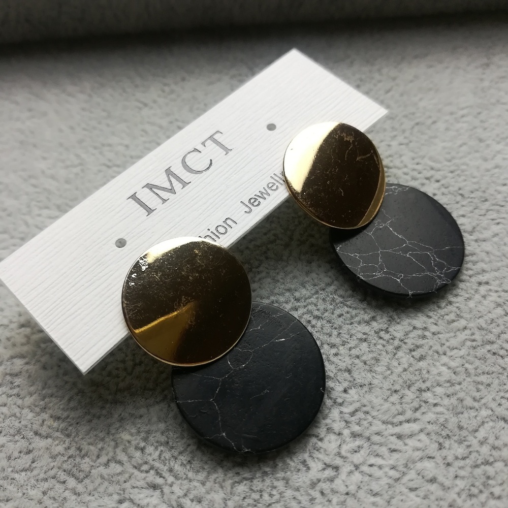 Black Marble Earrings